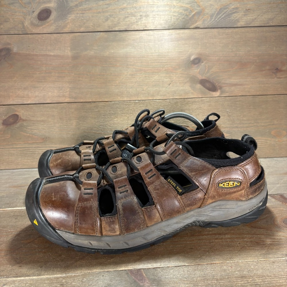 Keen Utility Atlanta Men size 13 wide shoes Brown Leather Steel Toe Work sneaker